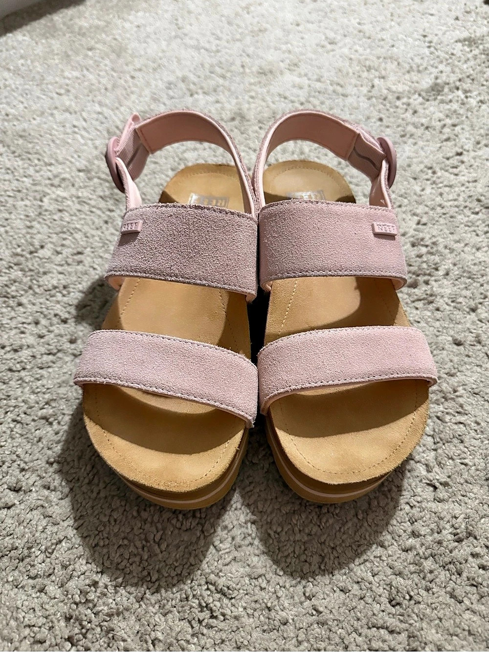 Reef Suede Strap Pink Platform Sandals US 7